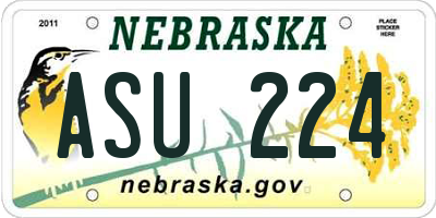 NE license plate ASU224