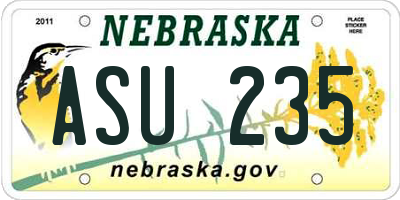 NE license plate ASU235