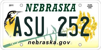 NE license plate ASU252