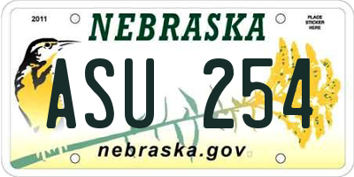 NE license plate ASU254