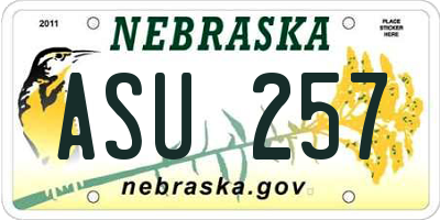 NE license plate ASU257
