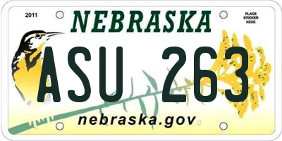 NE license plate ASU263