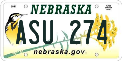NE license plate ASU274