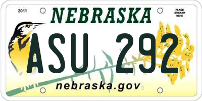 NE license plate ASU292