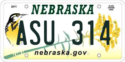 NE license plate ASU314