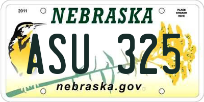 NE license plate ASU325