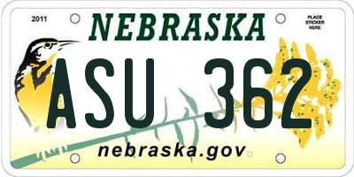 NE license plate ASU362