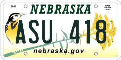 NE license plate ASU418