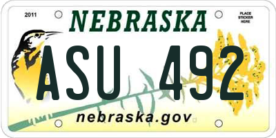 NE license plate ASU492