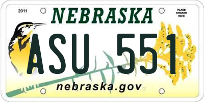 NE license plate ASU551