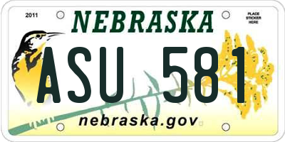 NE license plate ASU581