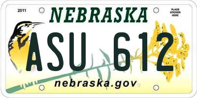 NE license plate ASU612