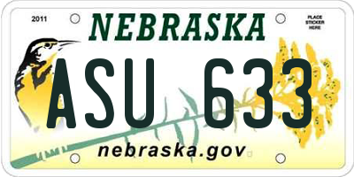 NE license plate ASU633