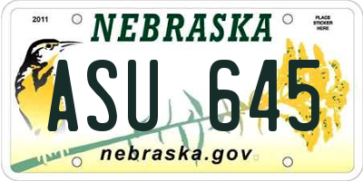 NE license plate ASU645
