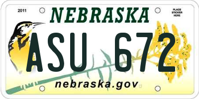 NE license plate ASU672