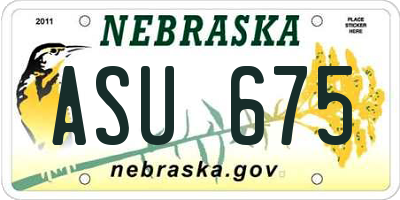NE license plate ASU675
