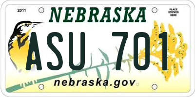 NE license plate ASU701