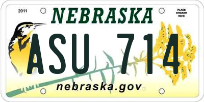 NE license plate ASU714