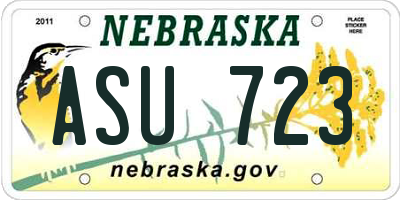 NE license plate ASU723