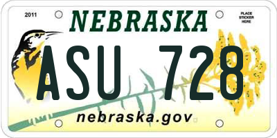 NE license plate ASU728