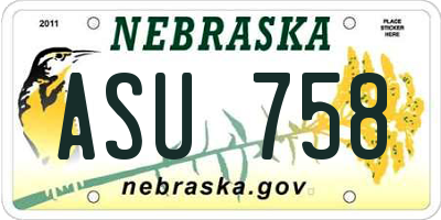 NE license plate ASU758