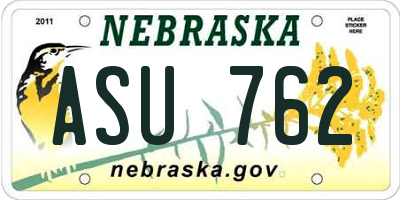 NE license plate ASU762