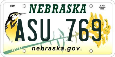 NE license plate ASU769