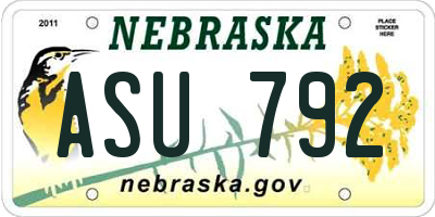 NE license plate ASU792