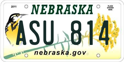 NE license plate ASU814
