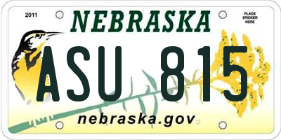 NE license plate ASU815