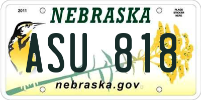 NE license plate ASU818
