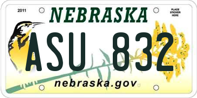 NE license plate ASU832