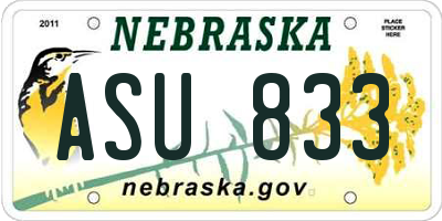NE license plate ASU833