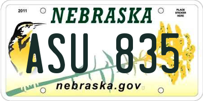NE license plate ASU835