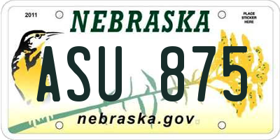 NE license plate ASU875