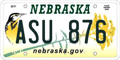 NE license plate ASU876
