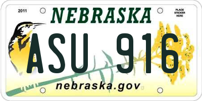 NE license plate ASU916