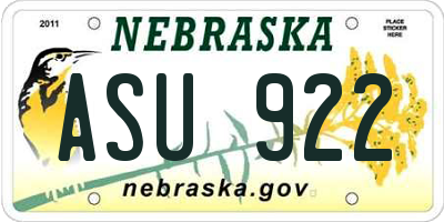 NE license plate ASU922