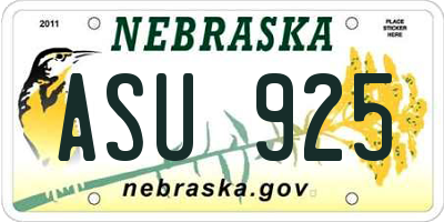 NE license plate ASU925