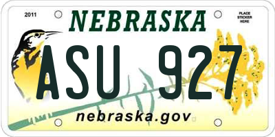 NE license plate ASU927