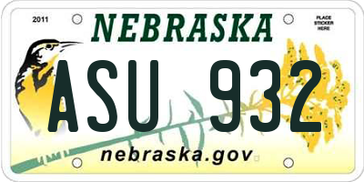 NE license plate ASU932