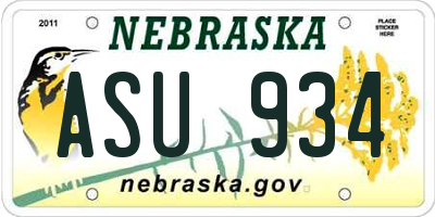 NE license plate ASU934