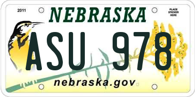 NE license plate ASU978