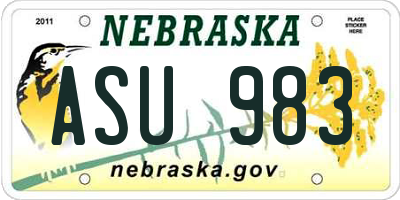 NE license plate ASU983