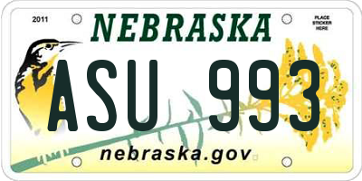 NE license plate ASU993