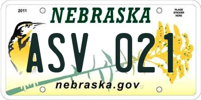 NE license plate ASV021