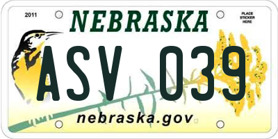 NE license plate ASV039