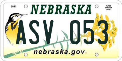 NE license plate ASV053