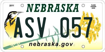 NE license plate ASV057