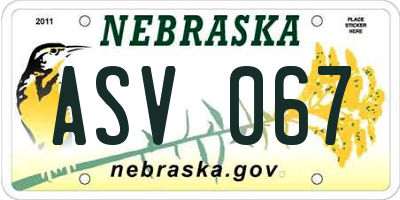 NE license plate ASV067